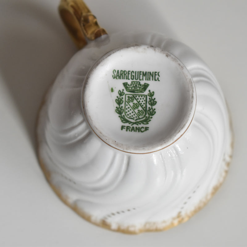 Vintage cup Digoin & Sarreguemines Perle white & gold D