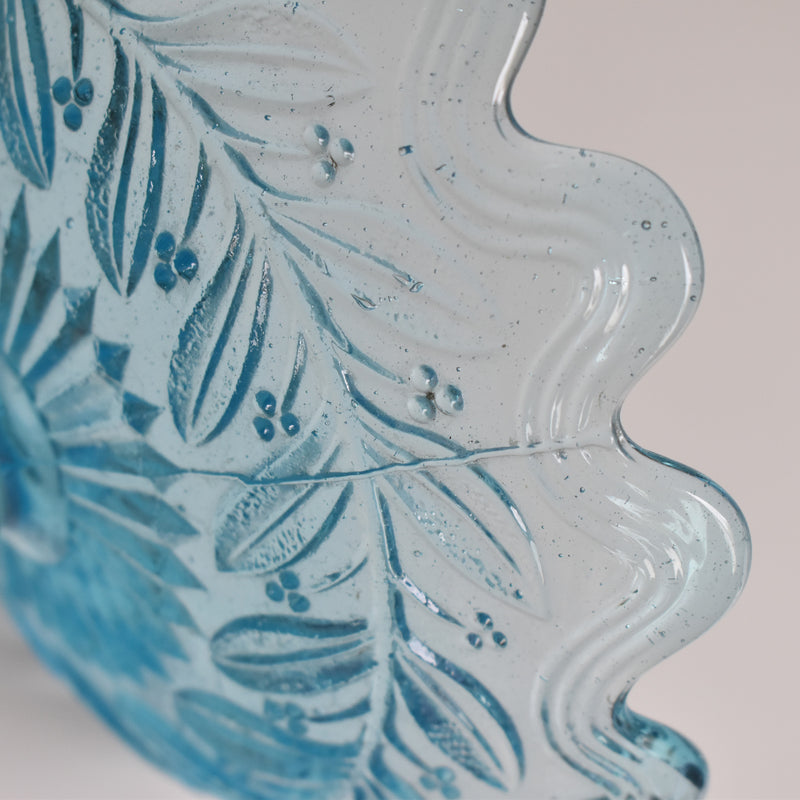 ヴィンテージ ガラスコンポティエ　Gui　ブルー