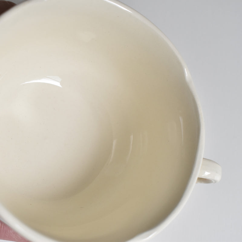 Vintage Chocolate Cup & Saucer Digoin & Sarreguemines Ivoire Petal Rim A