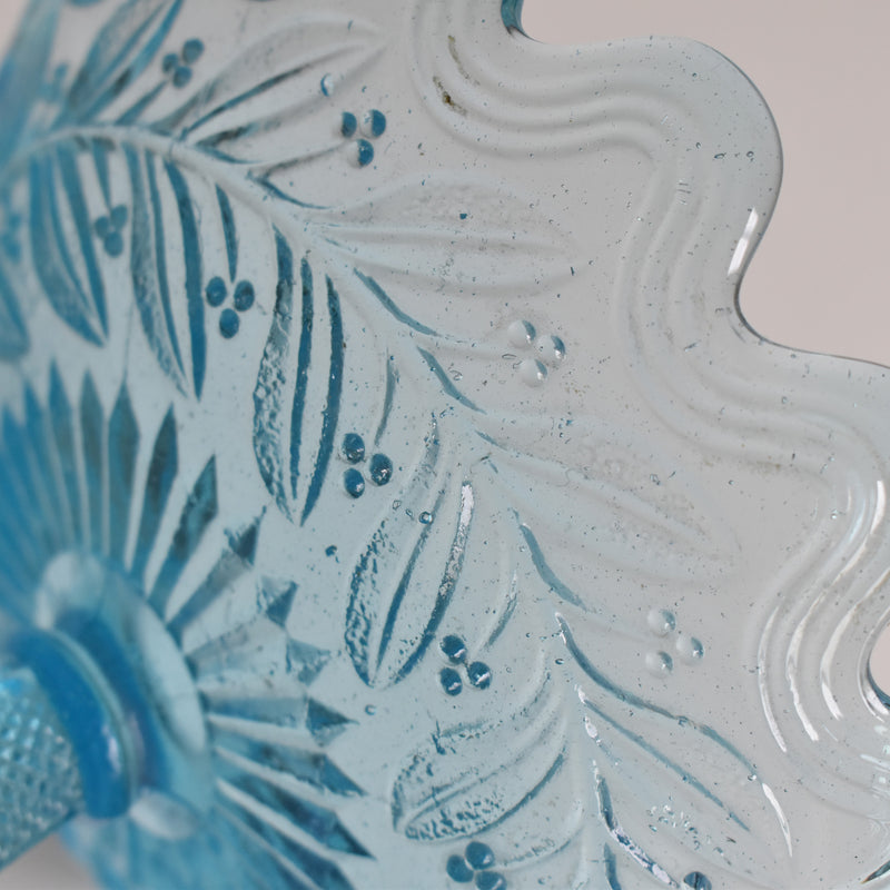 ヴィンテージ ガラスコンポティエ　Gui　ブルー