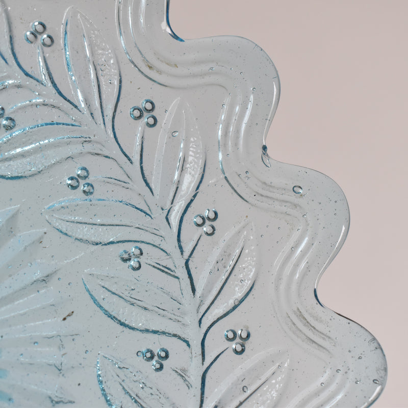 ヴィンテージ ガラスコンポティエ　Gui　ブルー