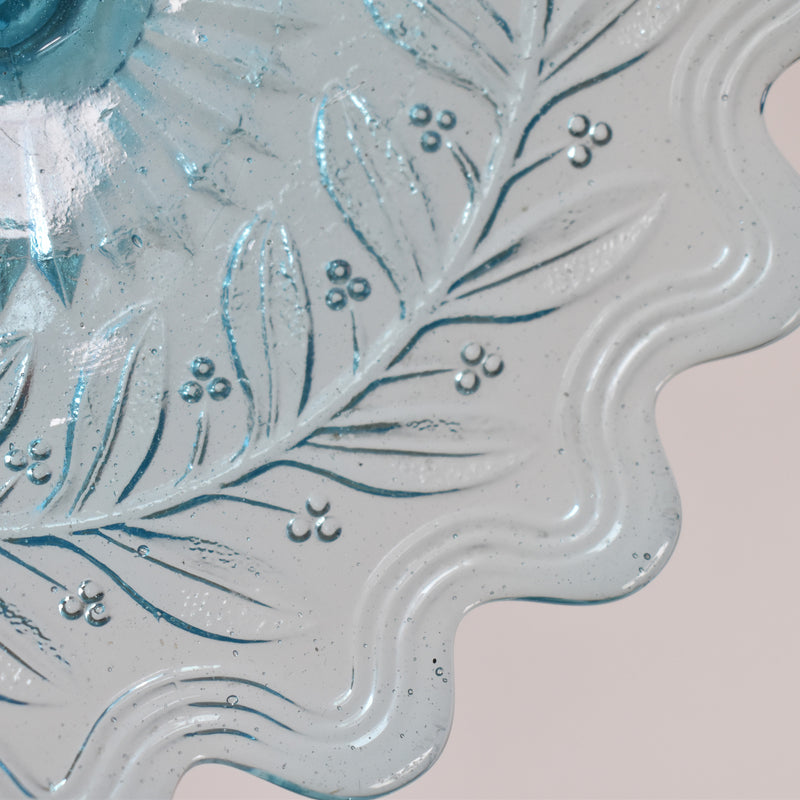 ヴィンテージ ガラスコンポティエ　Gui　ブルー