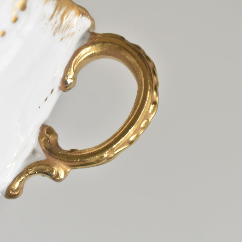 Vintage cup Digoin & Sarreguemines Perle white & gold D
