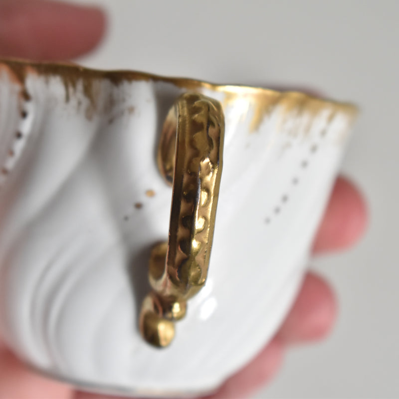 Vintage cup Digoin & Sarreguemines Perle white & gold D