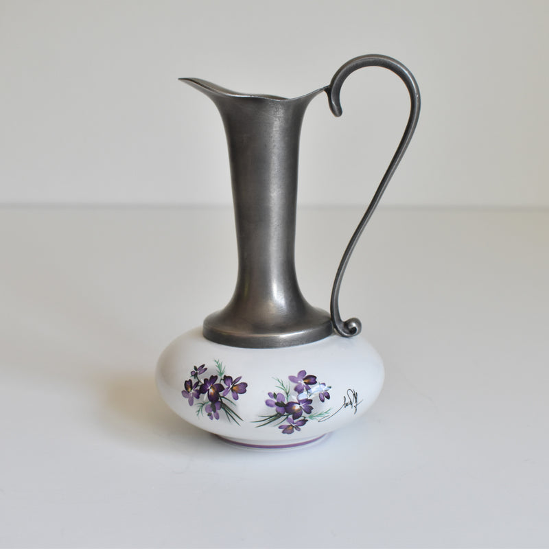 Vintage Pewter & Ceramic Single Flower Vase