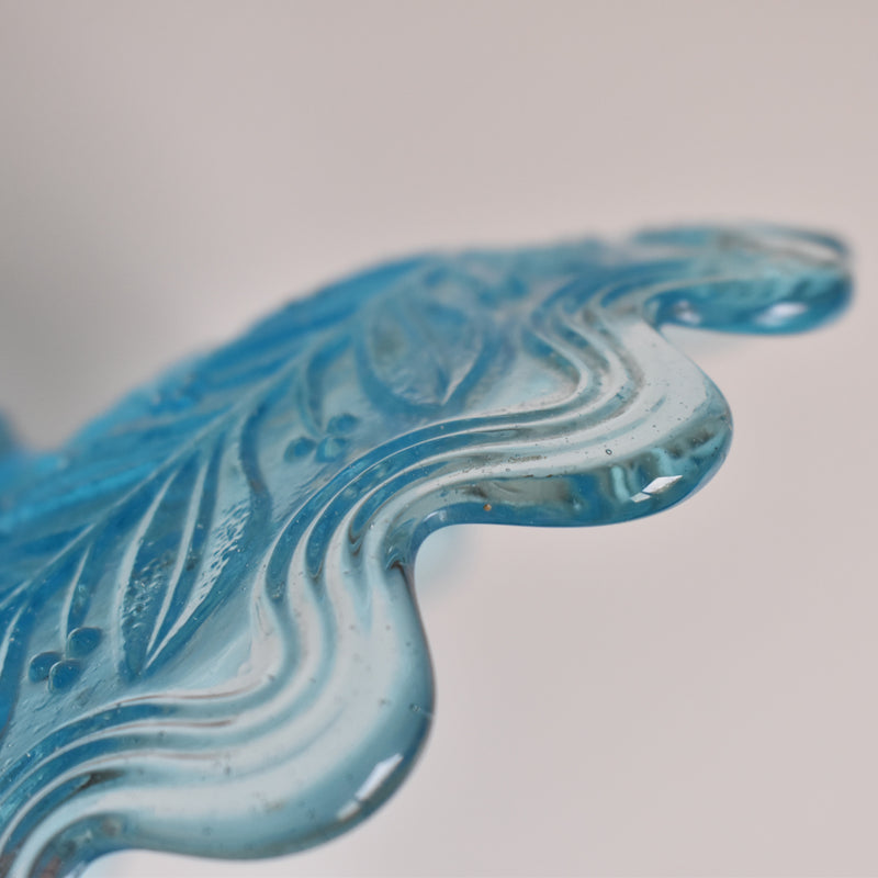 ヴィンテージ ガラスコンポティエ　Gui　ブルー