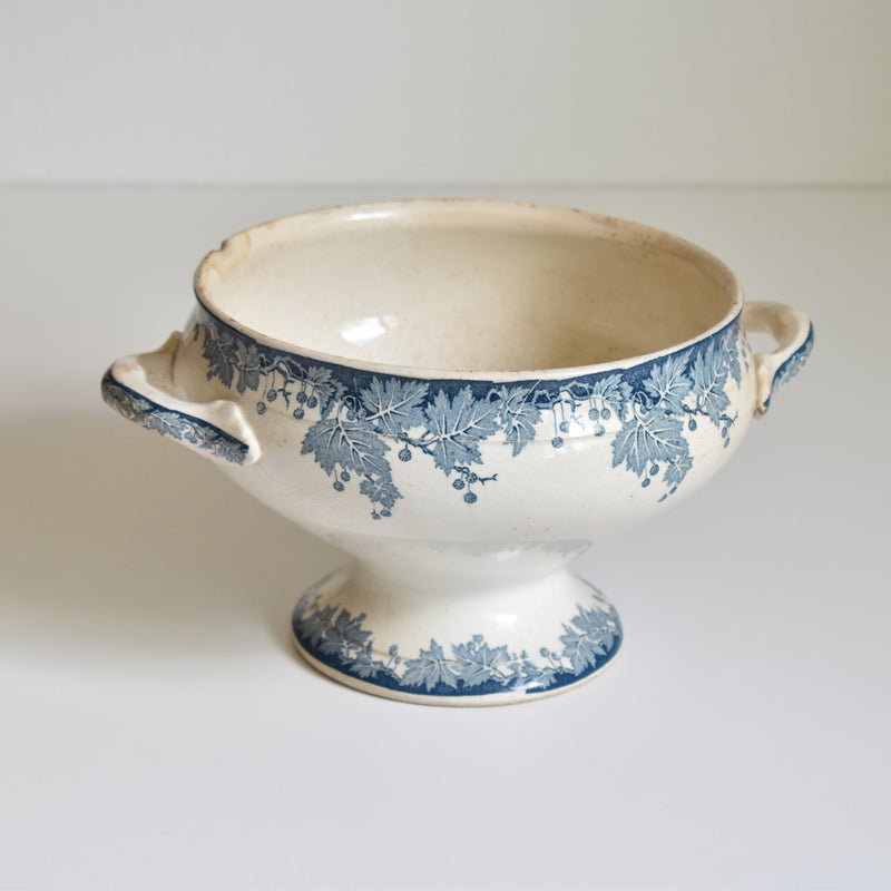 Antique Soup Tureen, No Lid, Saint-Amand Platane (Blue)