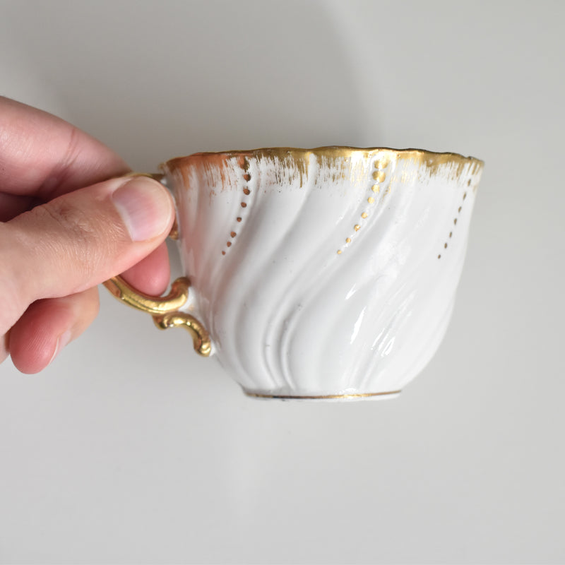 Vintage cup Digoin & Sarreguemines Perle white & gold D