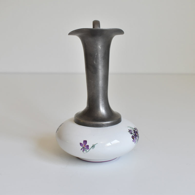 Vintage Pewter & Ceramic Single Flower Vase