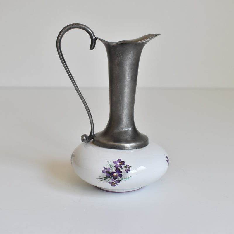 Vintage Pewter & Ceramic Single Flower Vase