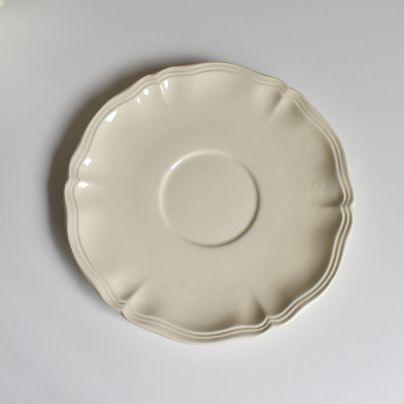 Vintage Chocolate Cup & Saucer Digoin & Sarreguemines Ivoire Petal Rim B