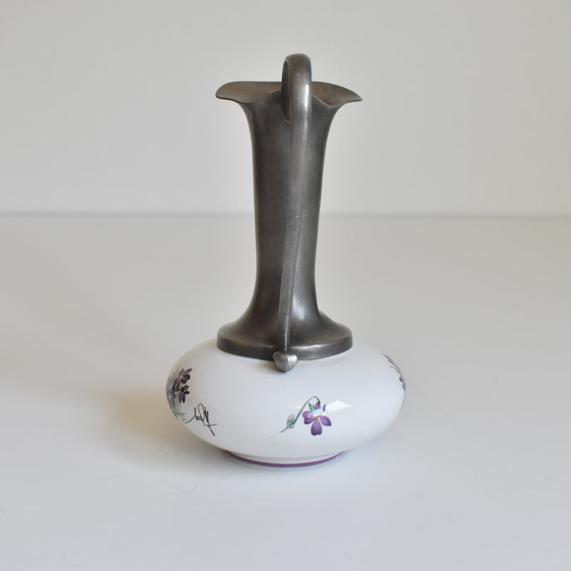 Vintage Pewter & Ceramic Single Flower Vase