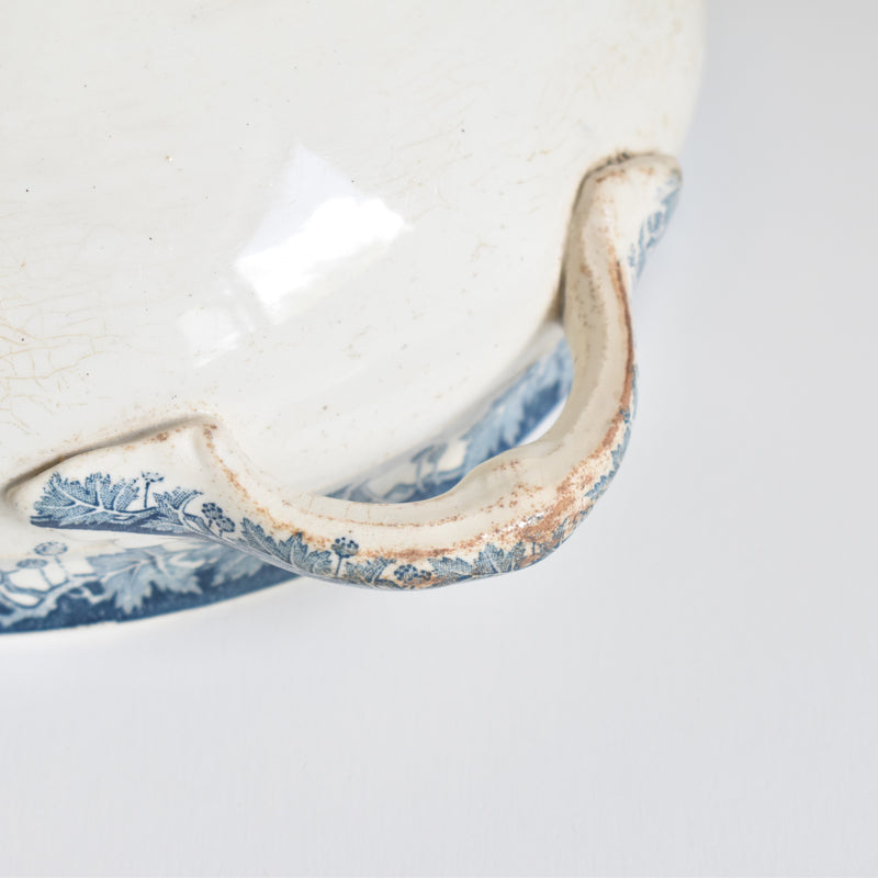 Antique Soup Tureen, No Lid, Saint-Amand Platane (Blue)