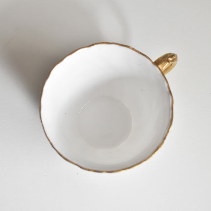 Vintage Cup Digoin & Sarreguemines Perle white&gold E