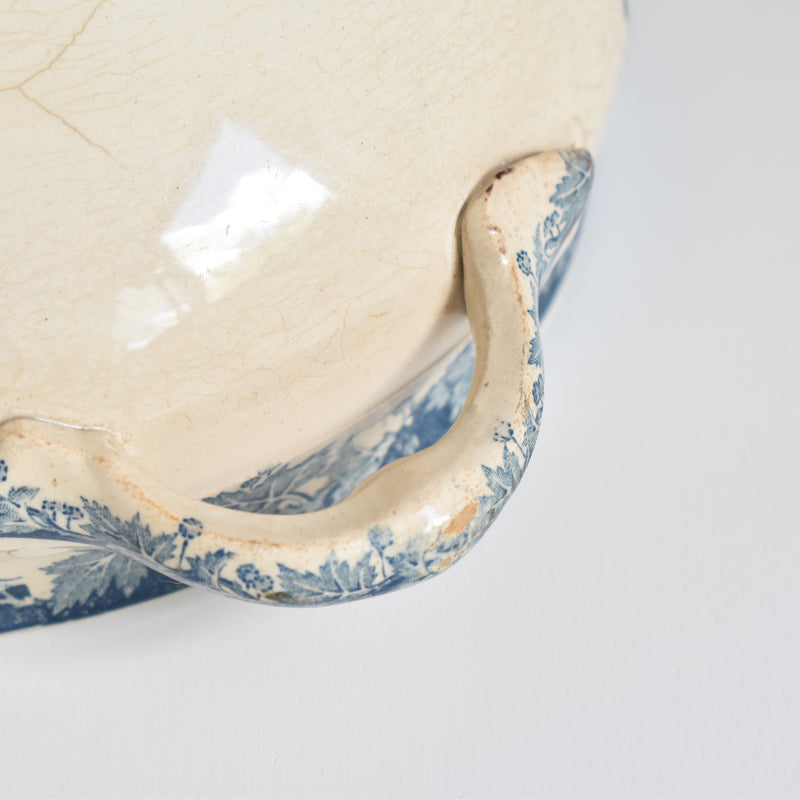 Antique Soup Tureen, No Lid, Saint-Amand Platane (Blue)