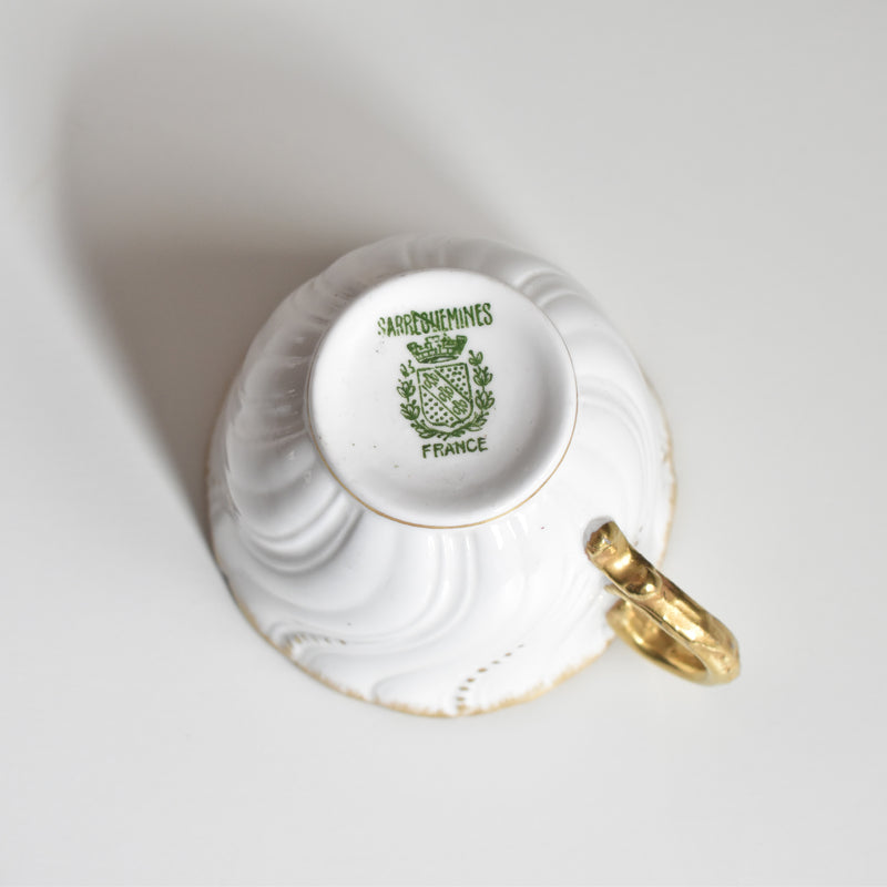 Vintage Cup Digoin & Sarreguemines Perle white&gold E
