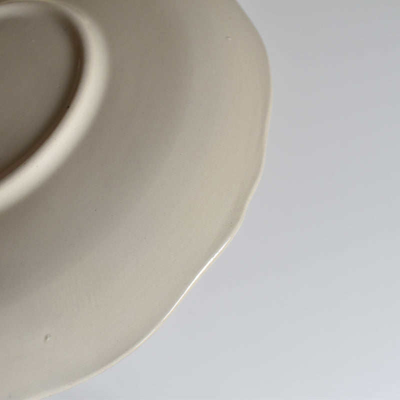 Vintage Chocolate Cup & Saucer Digoin & Sarreguemines Ivoire Petal Rim B