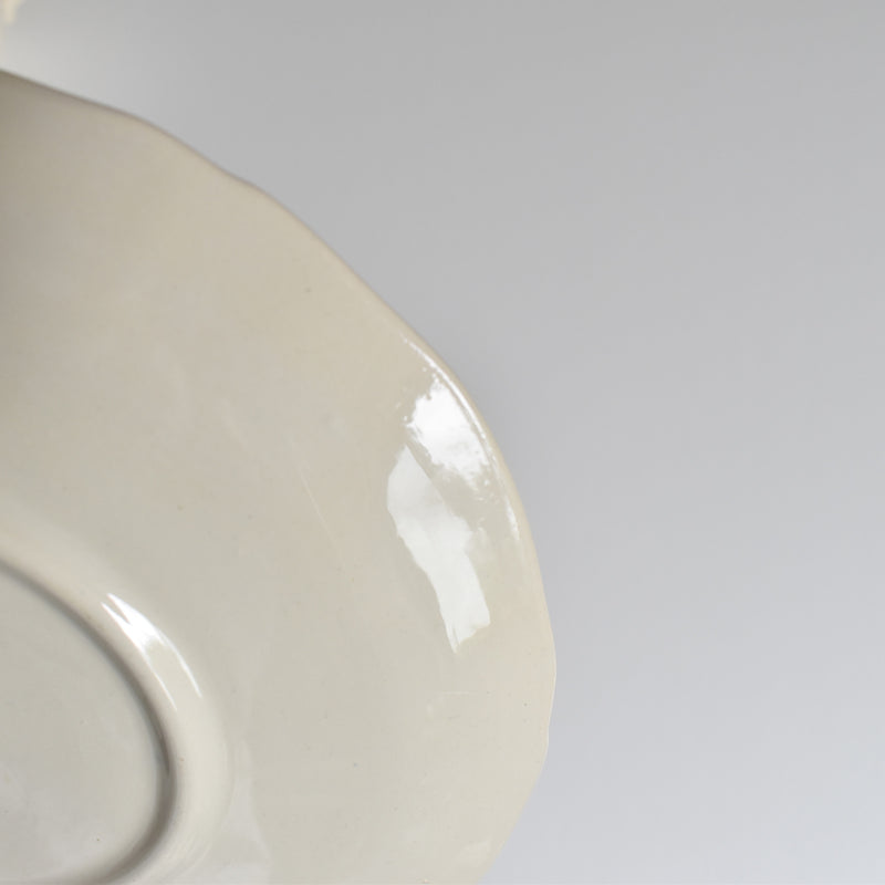 Vintage Chocolate Cup & Saucer Digoin & Sarreguemines Ivoire Petal Rim B