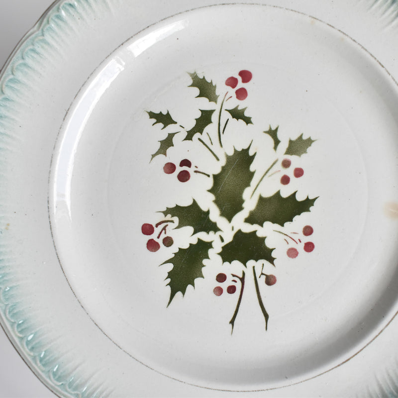 Antique dessert plate, Saint-Amand, houx C