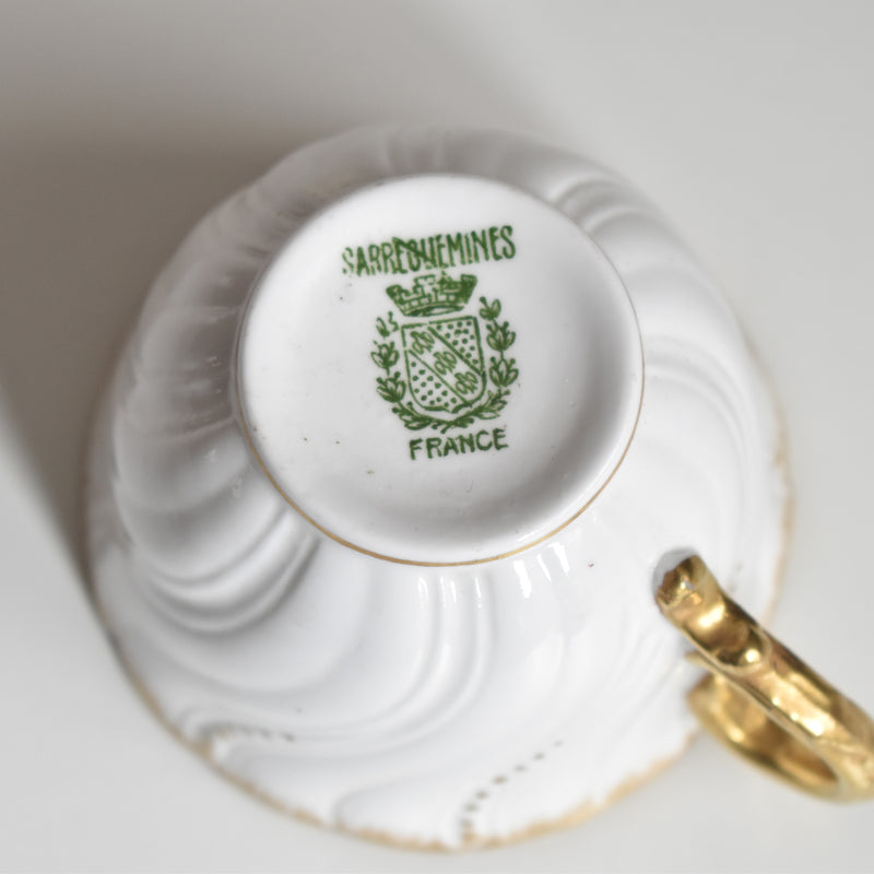 Vintage Cup Digoin & Sarreguemines Perle white&gold E