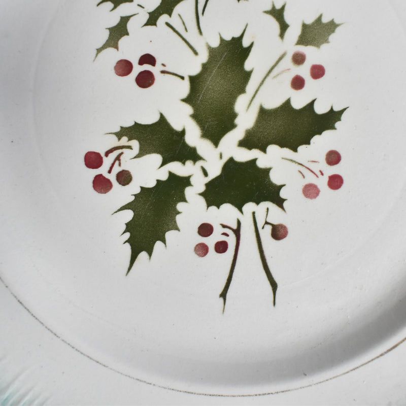 Antique dessert plate, Saint-Amand, houx C