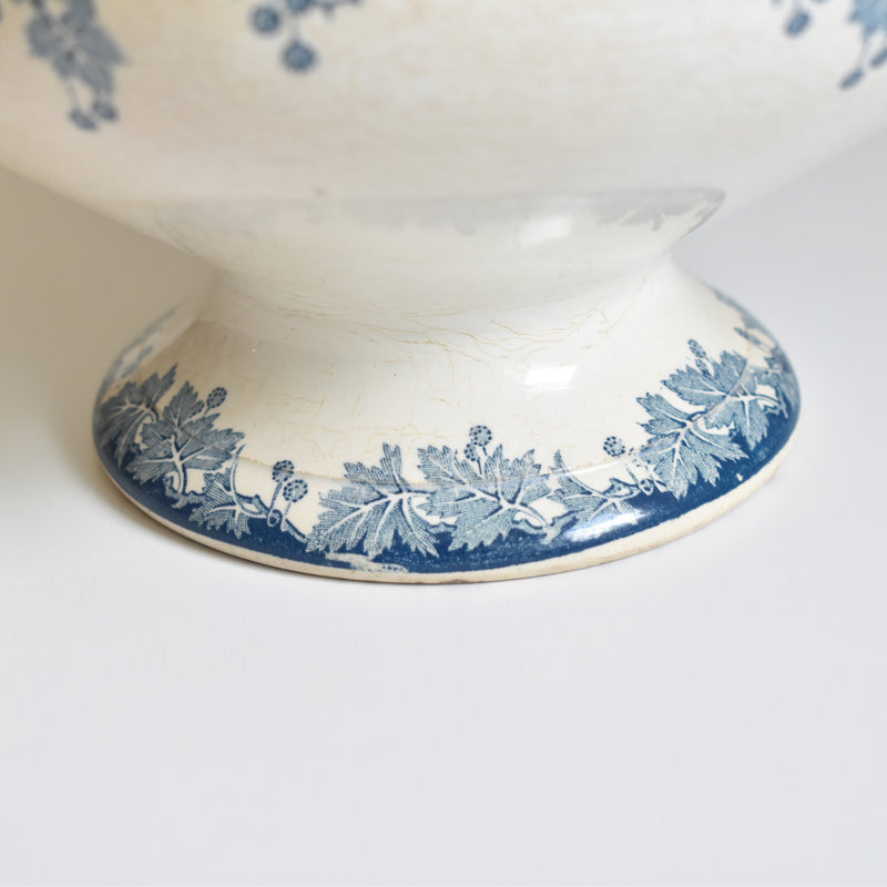 Antique Soup Tureen, No Lid, Saint-Amand Platane (Blue)