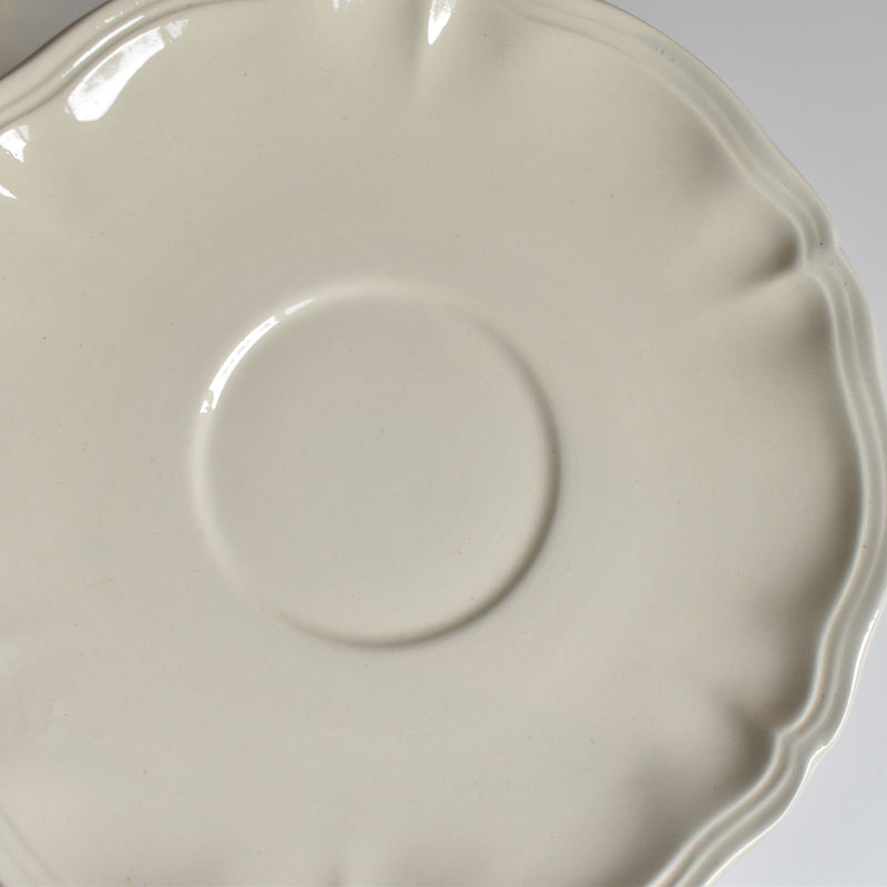 Vintage Chocolate Cup & Saucer Digoin & Sarreguemines Ivoire Petal Rim B