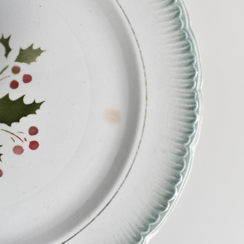 Antique dessert plate, Saint-Amand, houx C