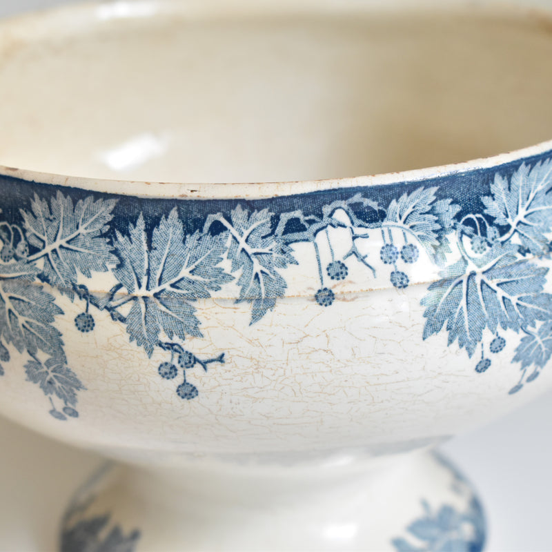 Antique Soup Tureen, No Lid, Saint-Amand Platane (Blue)