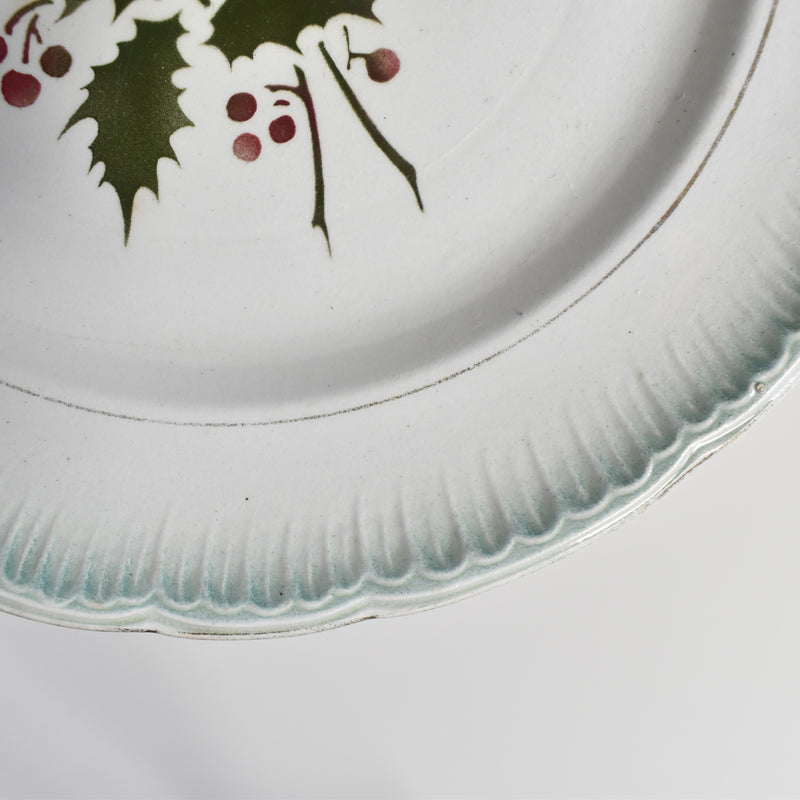 Antique dessert plate, Saint-Amand, houx C
