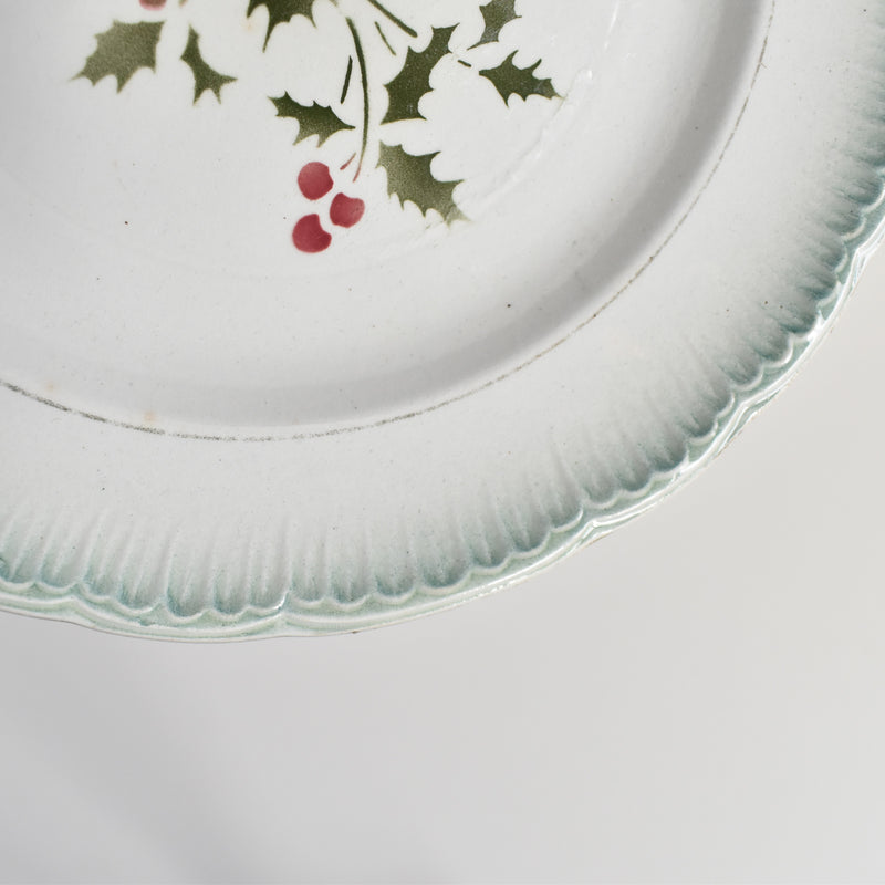 Antique dessert plate, Saint-Amand, houx C