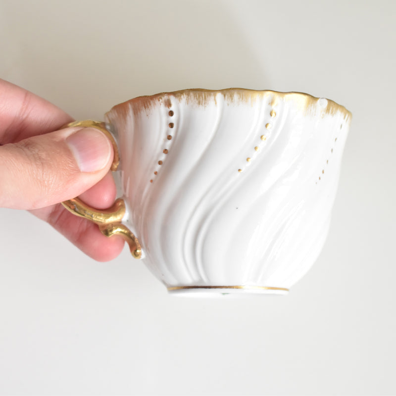Vintage Cup Digoin & Sarreguemines Perle white&gold E