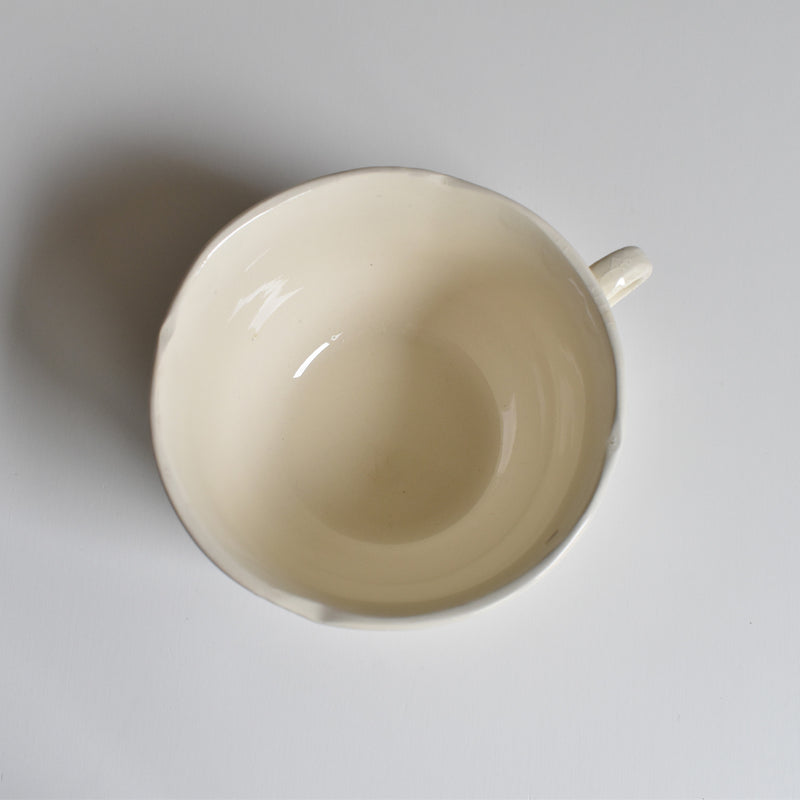 Vintage Chocolate Cup & Saucer Digoin & Sarreguemines Ivoire Petal Rim B