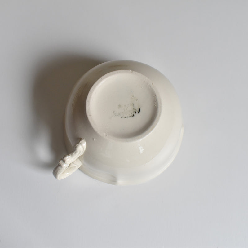Vintage Chocolate Cup & Saucer Digoin & Sarreguemines Ivoire Petal Rim B
