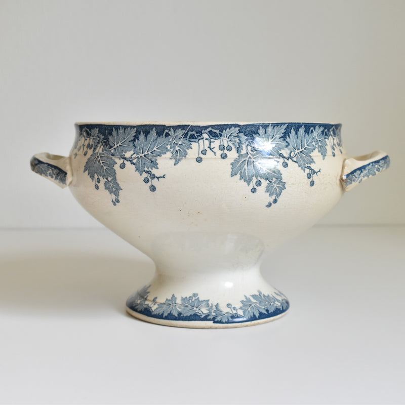Antique Soup Tureen, No Lid, Saint-Amand Platane (Blue)