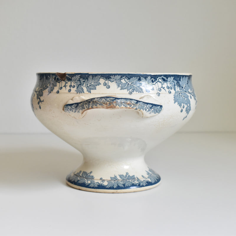 Antique Soup Tureen, No Lid, Saint-Amand Platane (Blue)