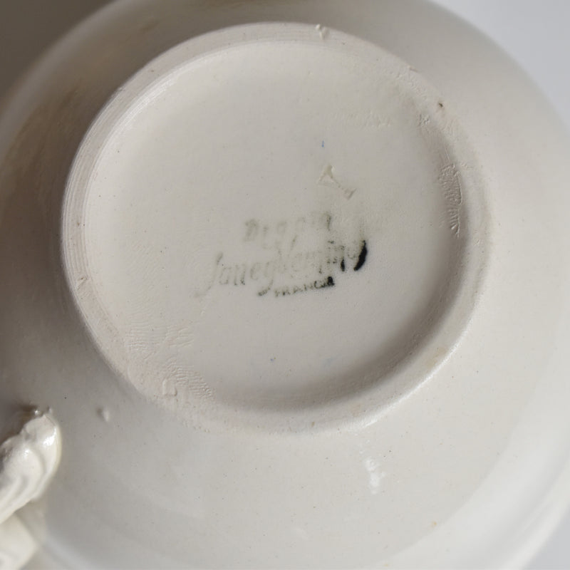 Vintage Chocolate Cup & Saucer Digoin & Sarreguemines Ivoire Petal Rim B