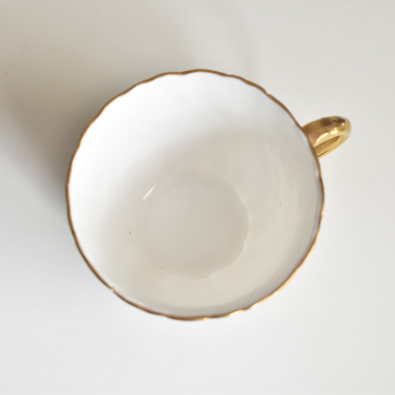 Vintage Cup Digoin & Sarreguemines Perle white & gold F