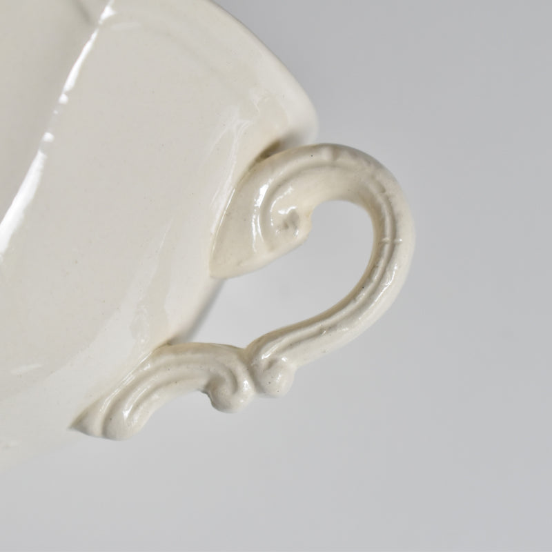 Vintage Chocolate Cup & Saucer Digoin & Sarreguemines Ivoire Petal Rim B