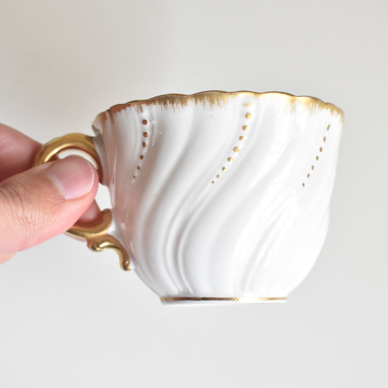 Vintage Cup Digoin & Sarreguemines Perle white & gold F