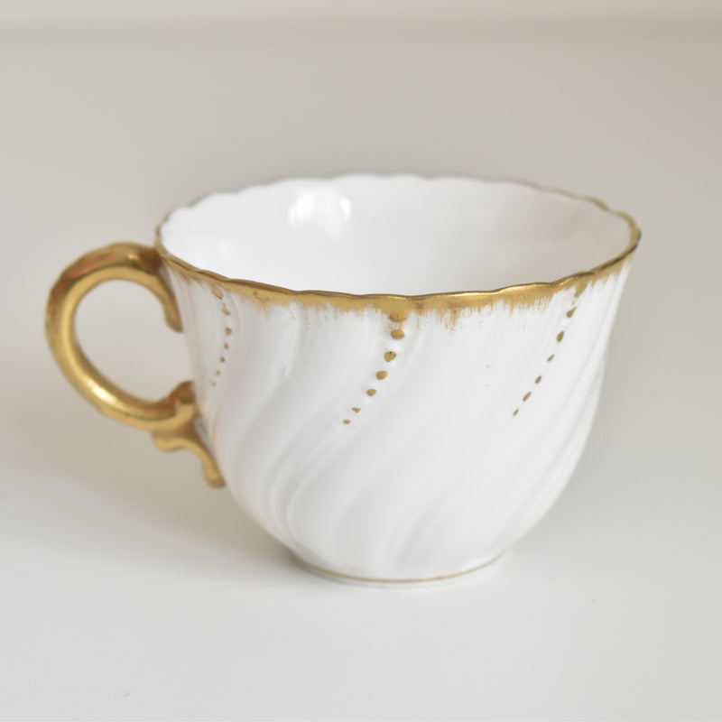 Vintage Cup Digoin & Sarreguemines Perle White & Gold A