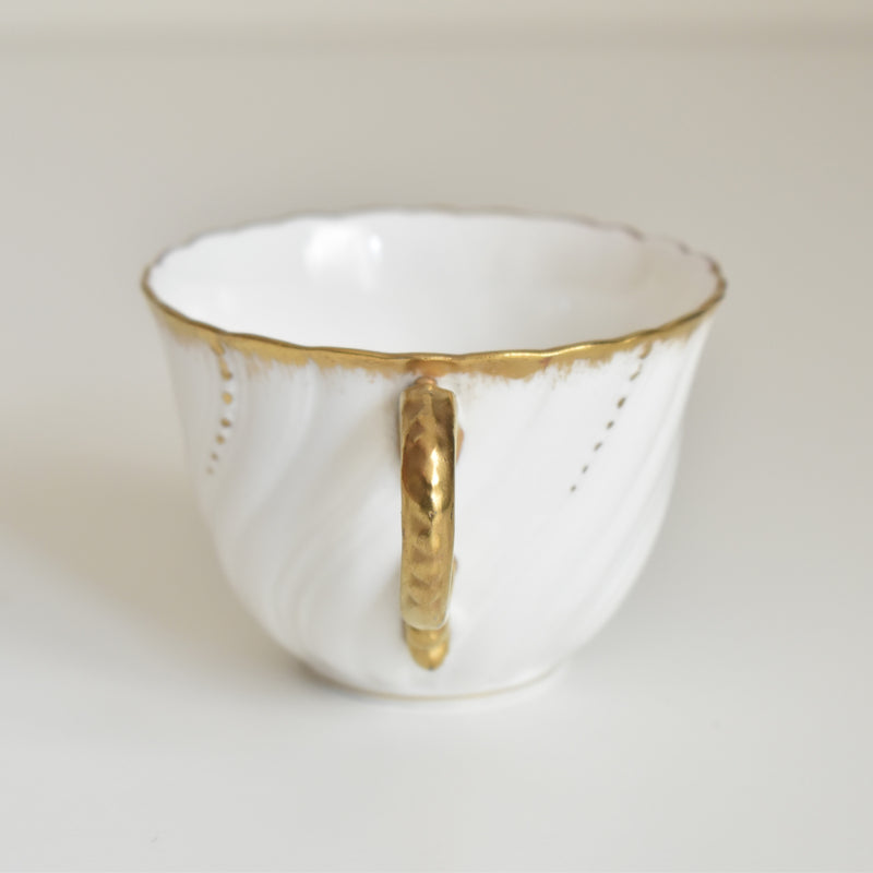 Vintage Cup Digoin & Sarreguemines Perle White & Gold A