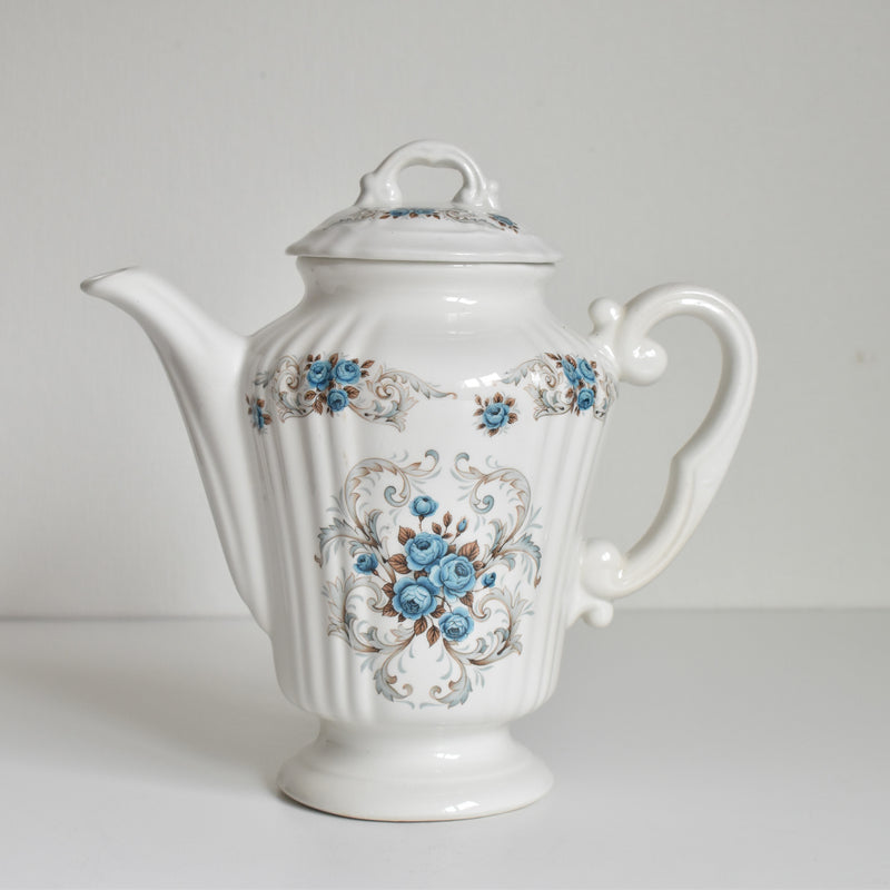 Vintage Coffee Pot Olssy Mulandellu Roses bleues