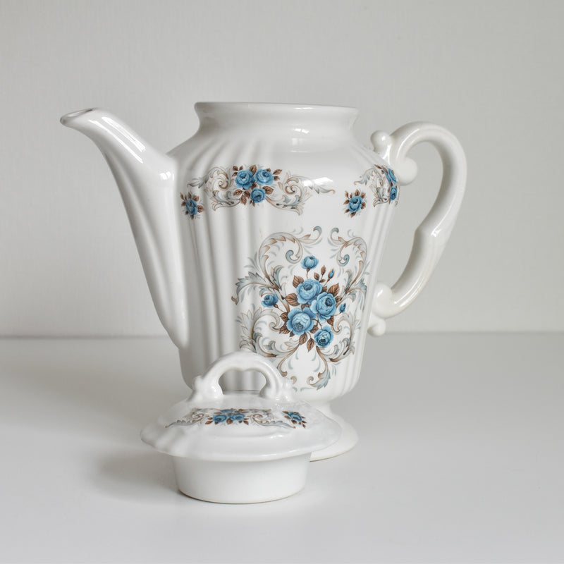 Vintage Coffee Pot Olssy Mulandellu Roses bleues