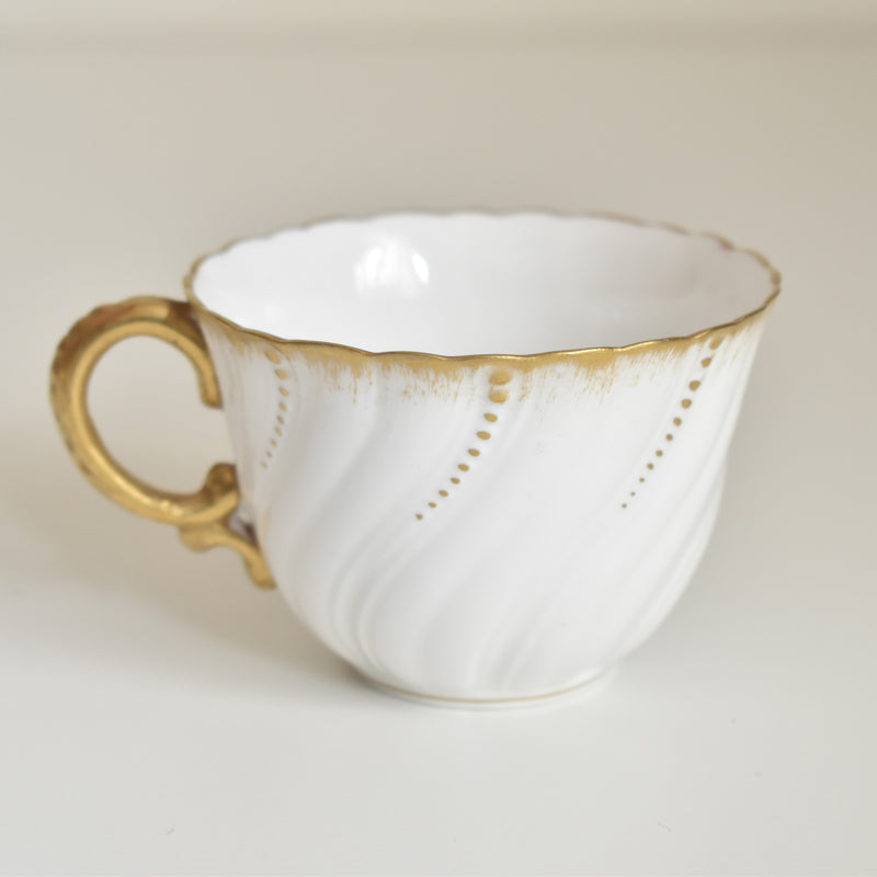 Vintage Cup Digoin & Sarreguemines Perle white&gold B