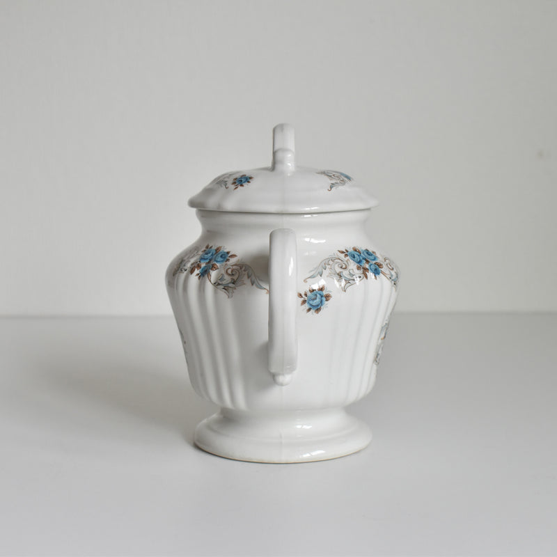 Vintage Sugar Pot Orsy Mulandero Roses bleues