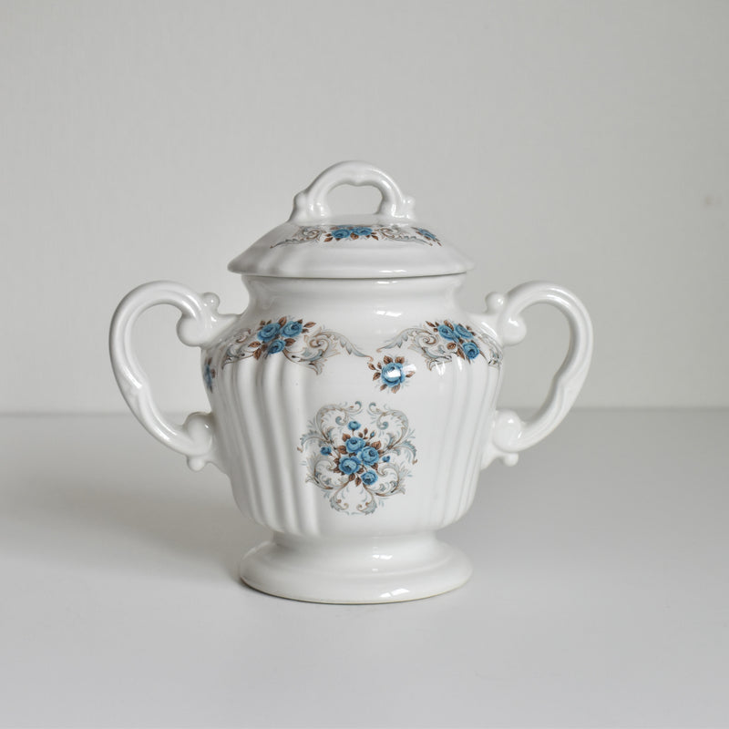 Vintage Sugar Pot Orsy Mulandero Roses bleues
