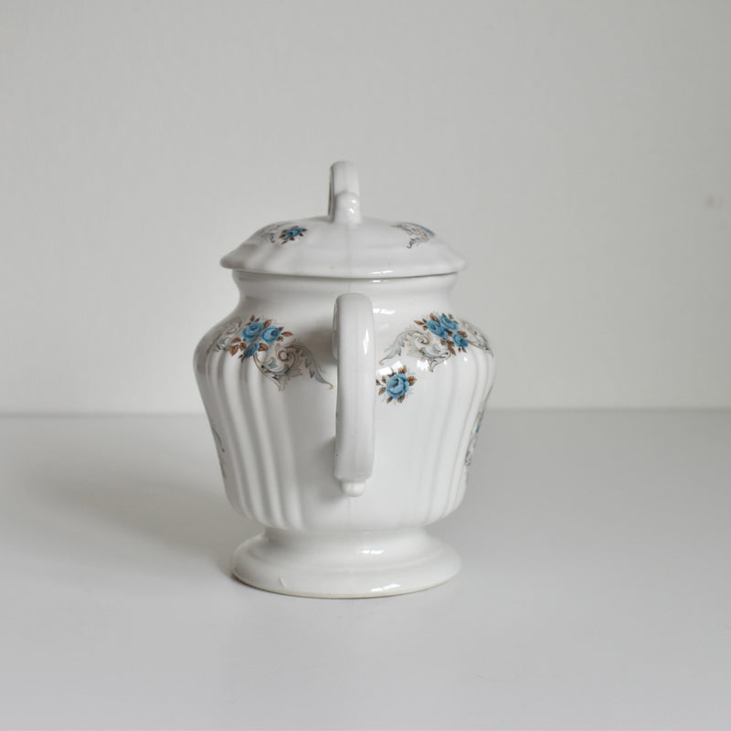 Vintage Sugar Pot Orsy Mulandero Roses bleues