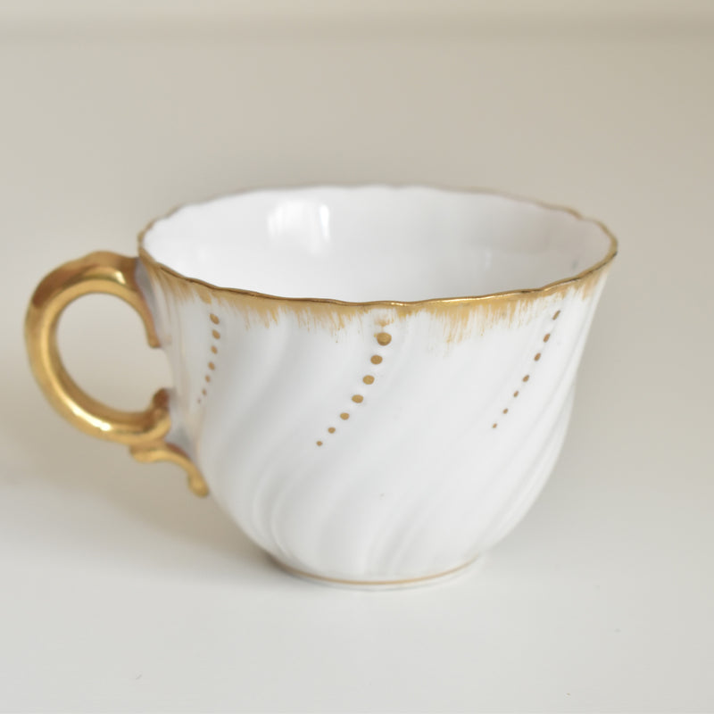 Vintage cup Digoin & Sarreguemines Perle white & gold C