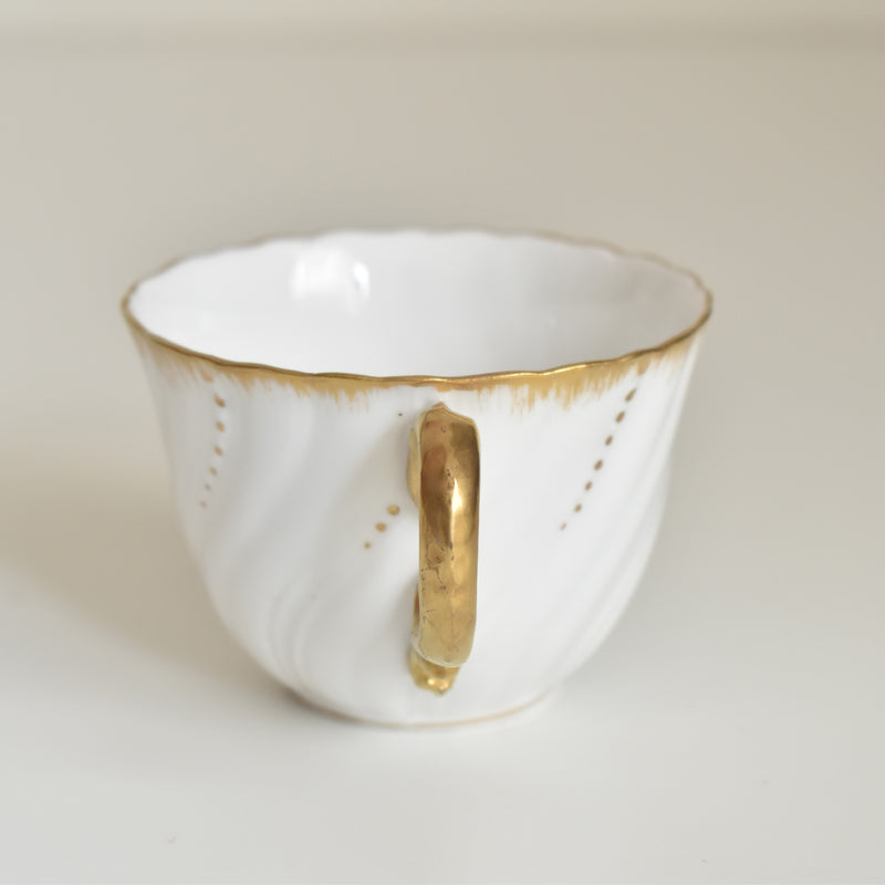 Vintage cup Digoin & Sarreguemines Perle white & gold C